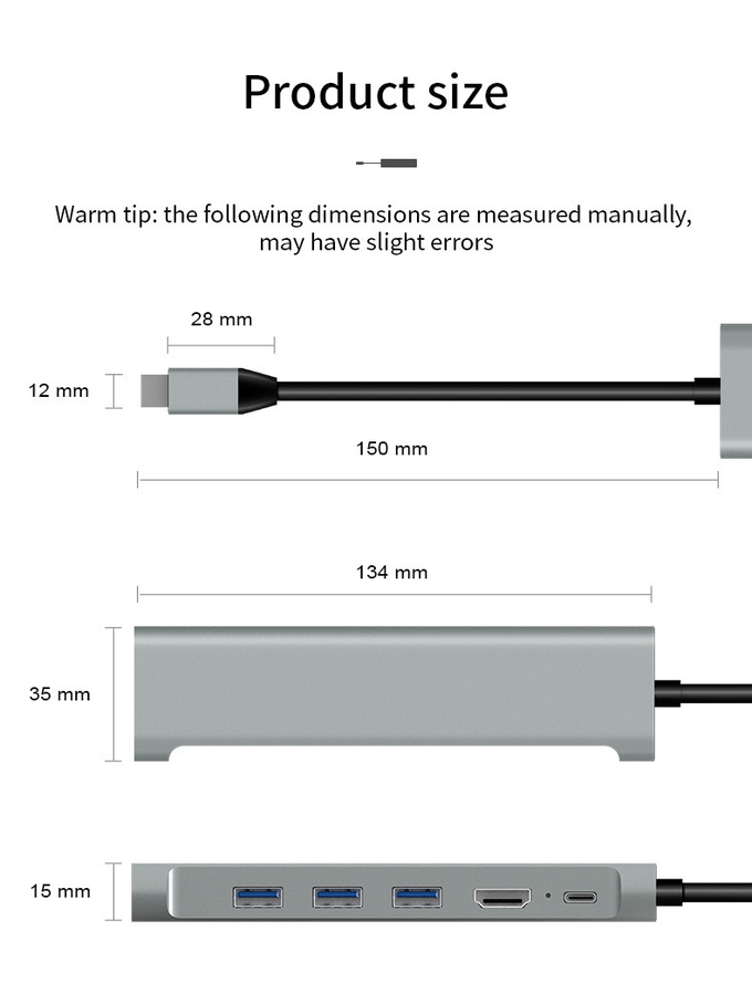 6 In 1 Multiport USB3.0 Converter Splitter USB C HUB Adapter For Laptop Phone
