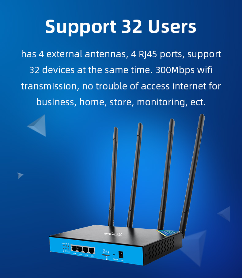 32User 300mbps 4G Industrial Router Cat4 Cellular CPE Unlock Wireless Wifi